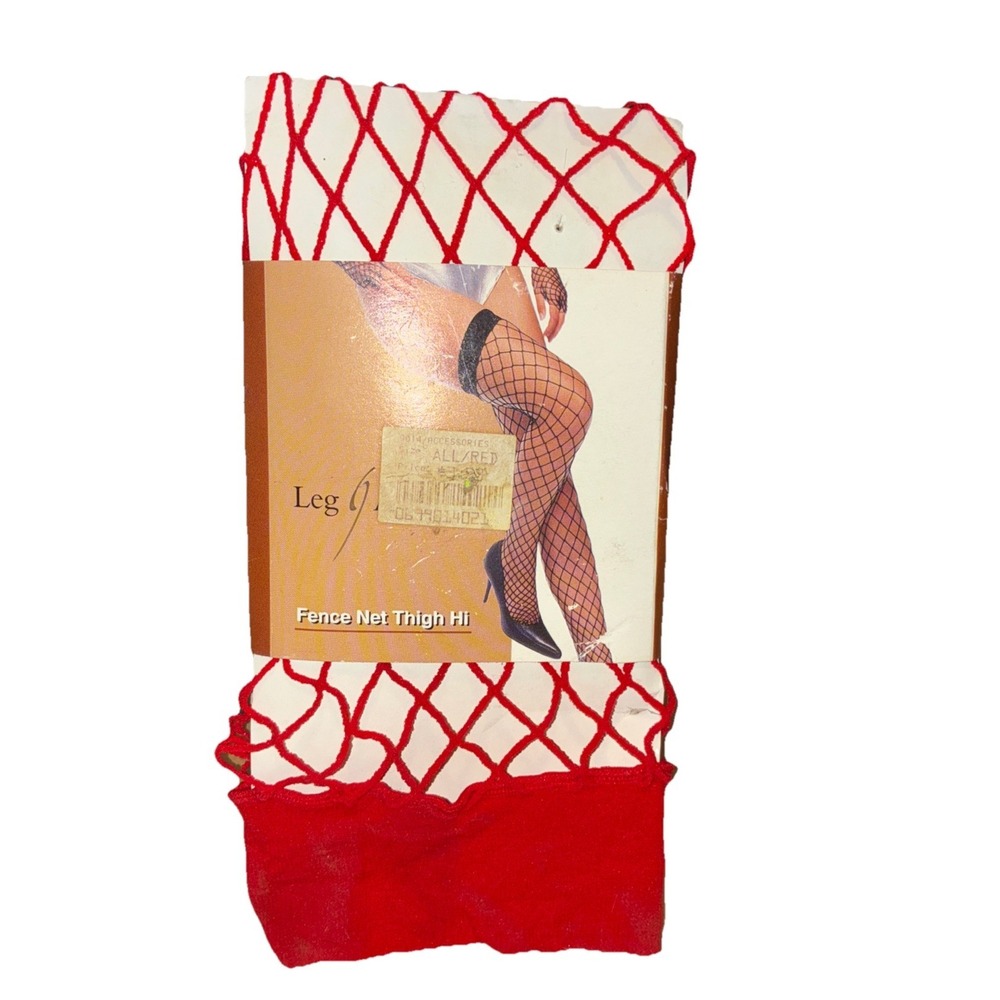 Vintage Leg Avenue Fence Net Thigh Hi Red One Size Fits Most NEW